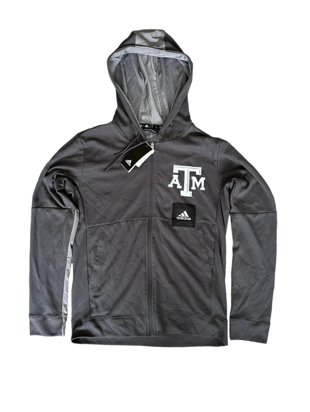 Texas A&M Aggies Adidas Grey Heather Long Sleeve Hoodie Jacket Size Medium NEW